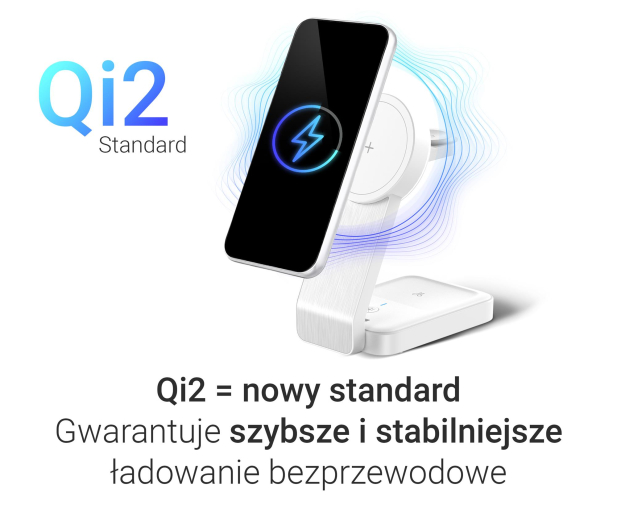 Silver Monkey Alu MagCharger Qi2 3in1 biała - 1328386 - zdjęcie 5